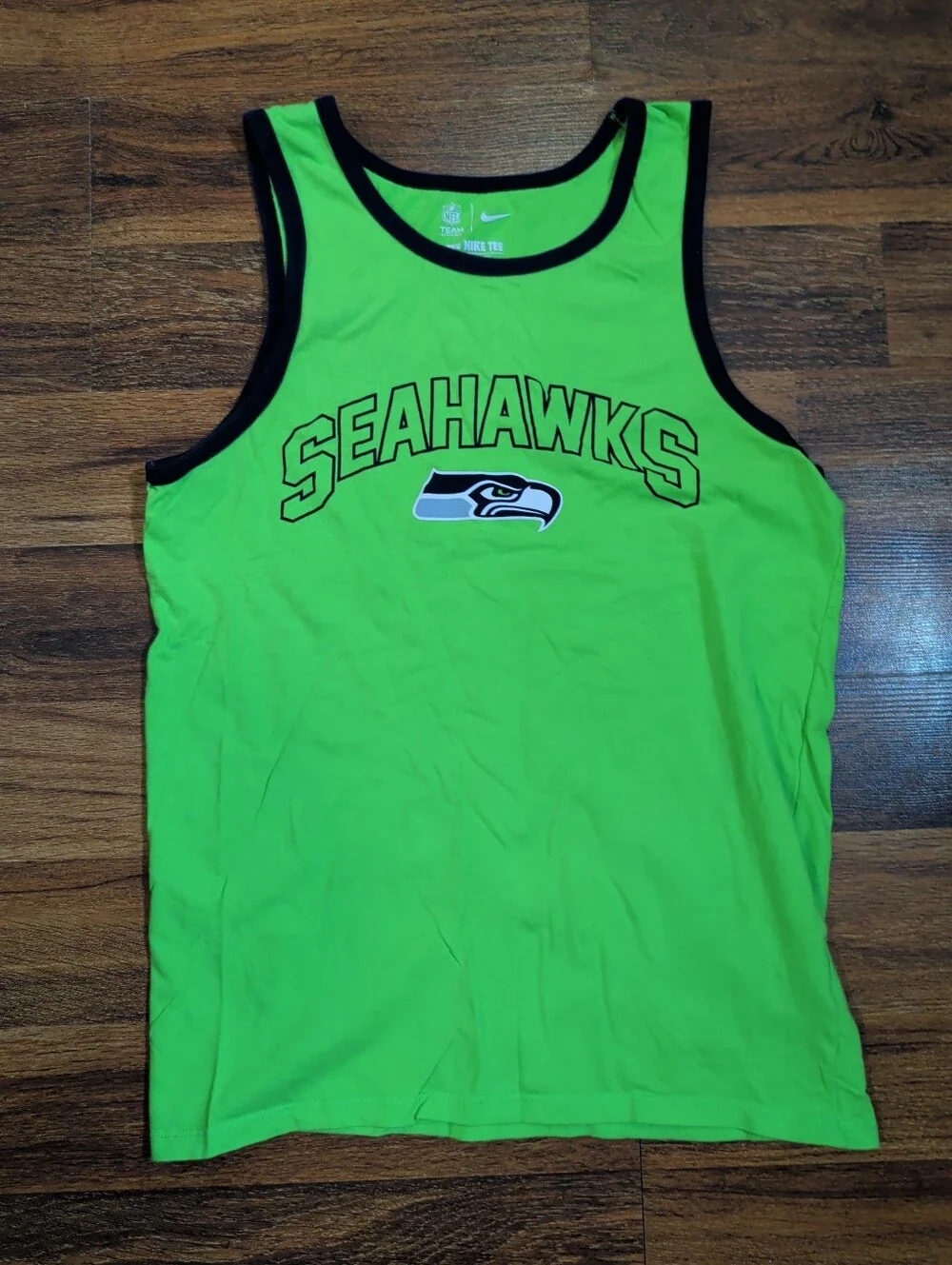Nike Men’s Seahawks Neon Green Tank with Blue Trim
